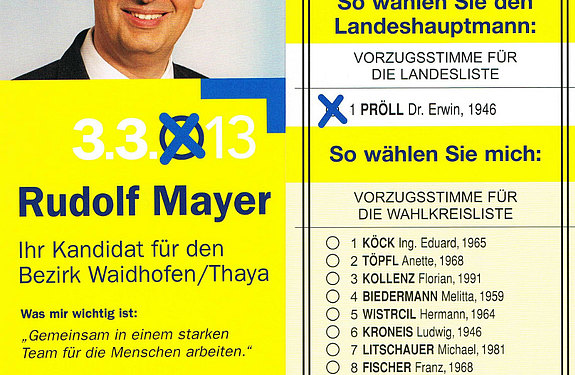 Folder zur Landtagswahl am 3. März 2013